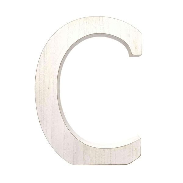 Homeroots 16 in. Distressed Wooden Initial Letter C Sculpture, White Wash 478355 - main